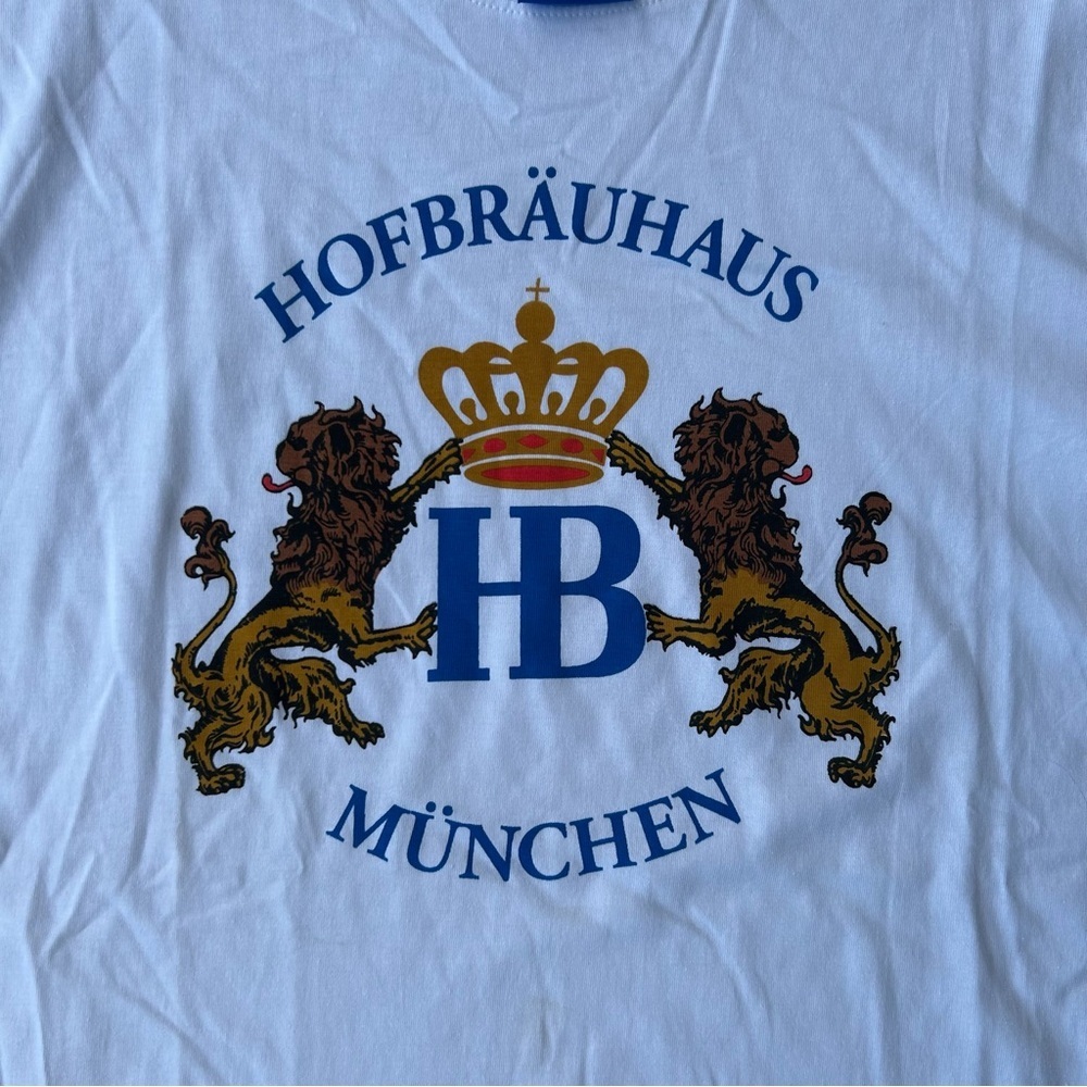 Hofbräuhaus München T-Shirt Medium White HB Crown Logo Germany Beer Hall Lions - Picture 2 of 7